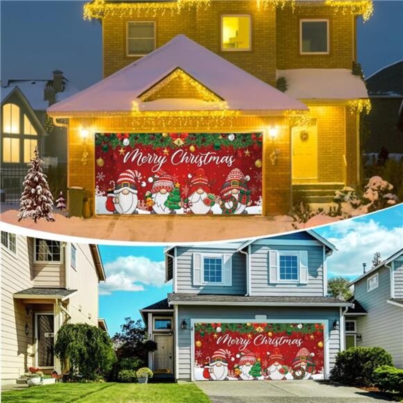 7 x 16 ft Christmas Garage Door Cover, 2025 Holiday Decorations for Double - Picture 6 of 7